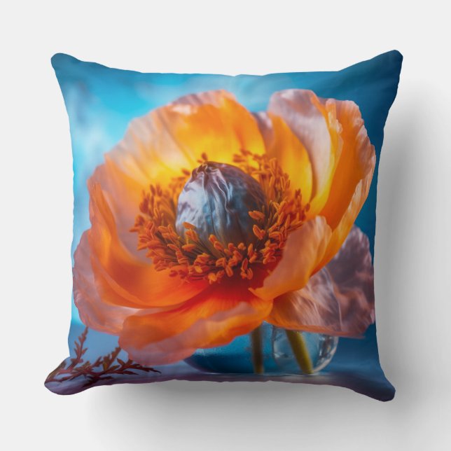 Orange blomma kudde (Framsida)