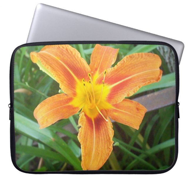 Orange blomma laptop fodral (Framsidan)