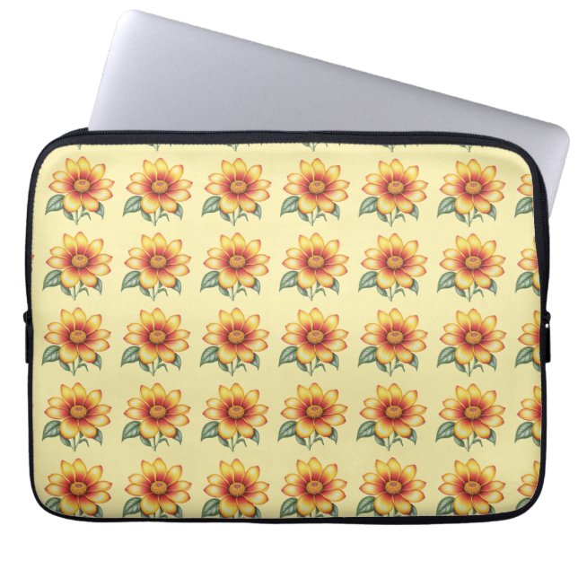 Orange blomma laptop fodral (Framsidan)