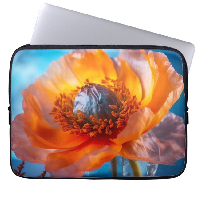 Orange blomma laptop fodral (Framsidan)