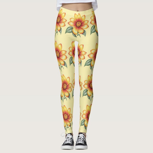 Orange blomma leggings (Framsida)
