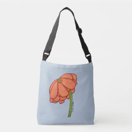 Orange blomma med blå bakgrund Totebag Axelväska