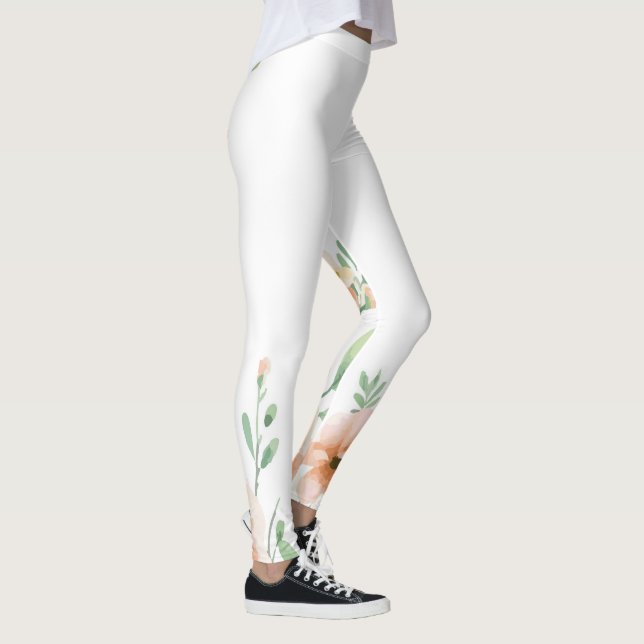 Orange blomma med Gröntar Leggings (Höger)