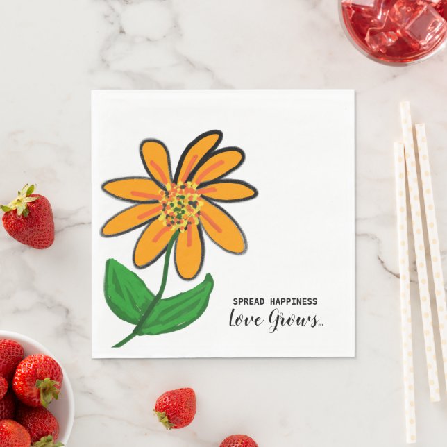 Orange Blomma Sprider Glädje Papper Pappersservett (Insitu)