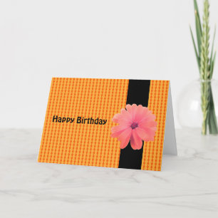 Orange Blomma Svart Band Födelsedagsönskningar Kort
