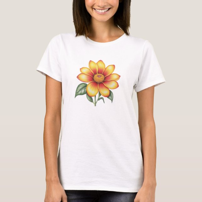 Orange blomma t shirt (Framsida)