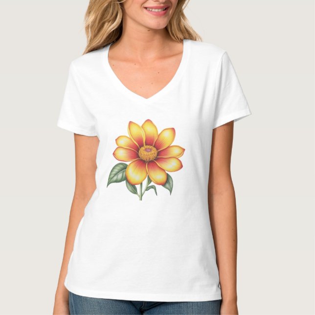 Orange blomma t shirt (Framsida)