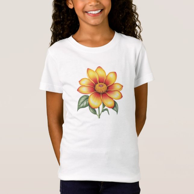 Orange blomma t shirt (Framsida)
