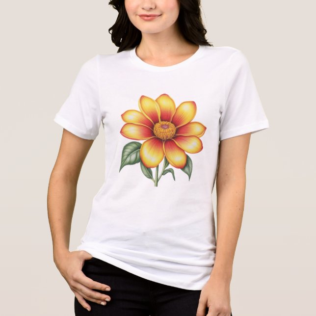 Orange blomma t shirt (Framsida)