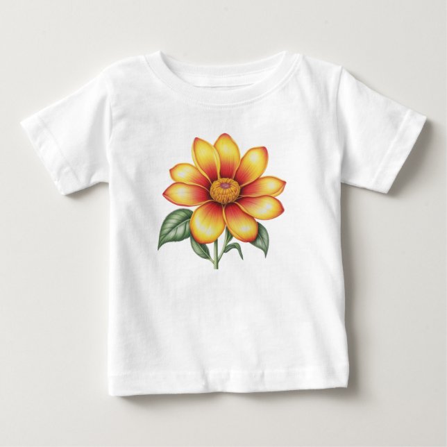 Orange blomma t shirt (Framsida)