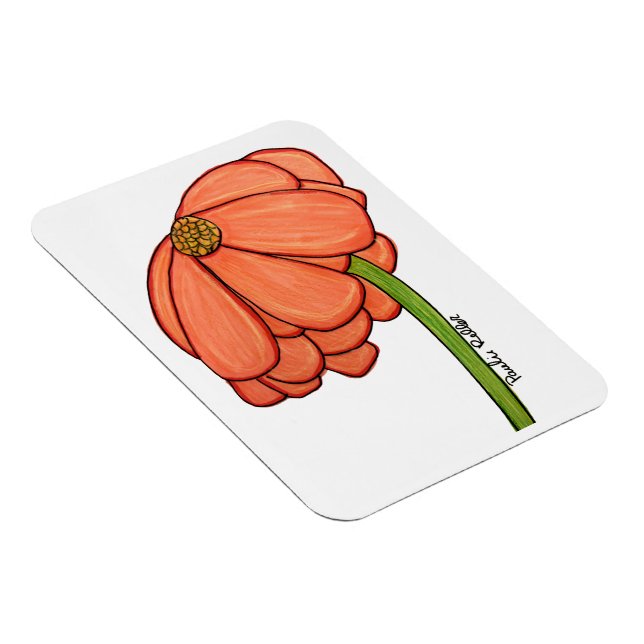 Orange Blomma- Tänker på dig... Magnet (Högersidan)