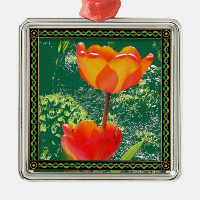 Orange blommande ornament (Framsidan)