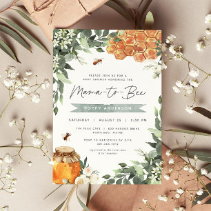 Orange Blommar Baby Shower för honungsbin Inbjudningar
