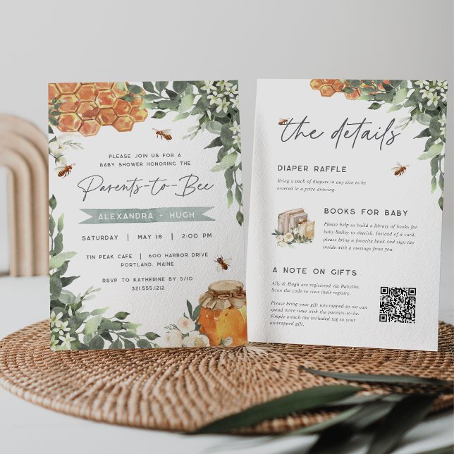 Orange Blommar Baby Shower för honungsbin Inbjudningar (Skapare uppladdad)