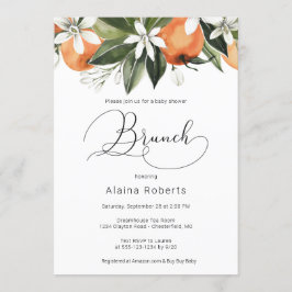 Orange Blommar Babykläder Brunch Inbjudningar