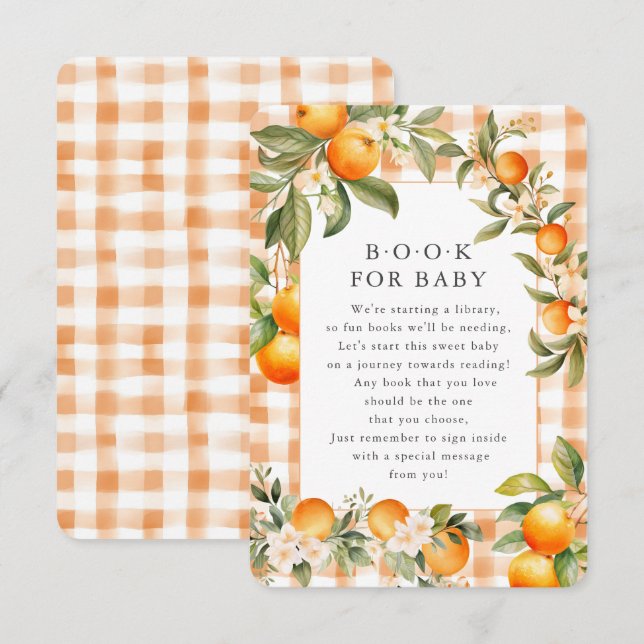 Orange Blommar Bliss Bok för Baby Card Tilläggskort (Fram/baksida)