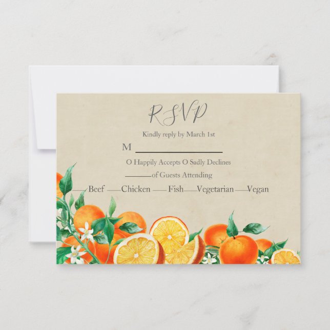 Orange Blommar Bröllop OSA Kort (Framsida)