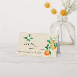 Orange Blommar Bröllop Placeringskort