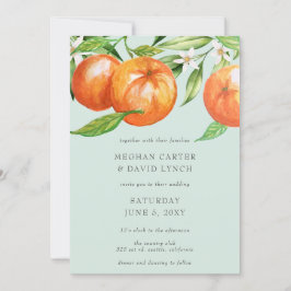 Orange Blommar Citrus Botanical Bröllop Inbjudningar