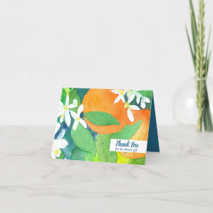 Orange Blommar Citrus Fruit Shower Gift Tack Kort
