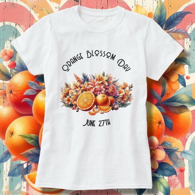Orange Blommar Dag Anpassningsbar Kvinnor T Shirt (Skapare uppladdad)
