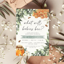 Orange Blommar Honungsbin Twillingar Gender Reveal