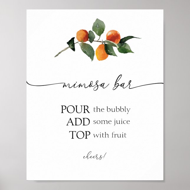 Orange Blommar Mimosa Pub Sign Poster (Framsidan)