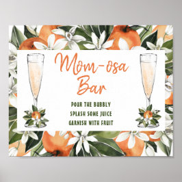 Orange Blommar Momosa Pub Shower Sign Poster