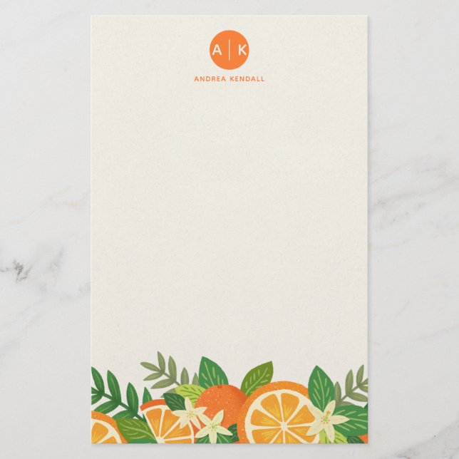 Orange Blommar Stationery Brevpapper (Framsida)