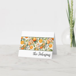 Orange Blommar - vattenfärgslager Tack Kort