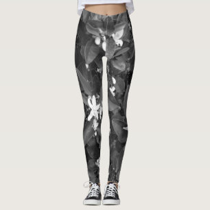 Orange blommardamasker leggings