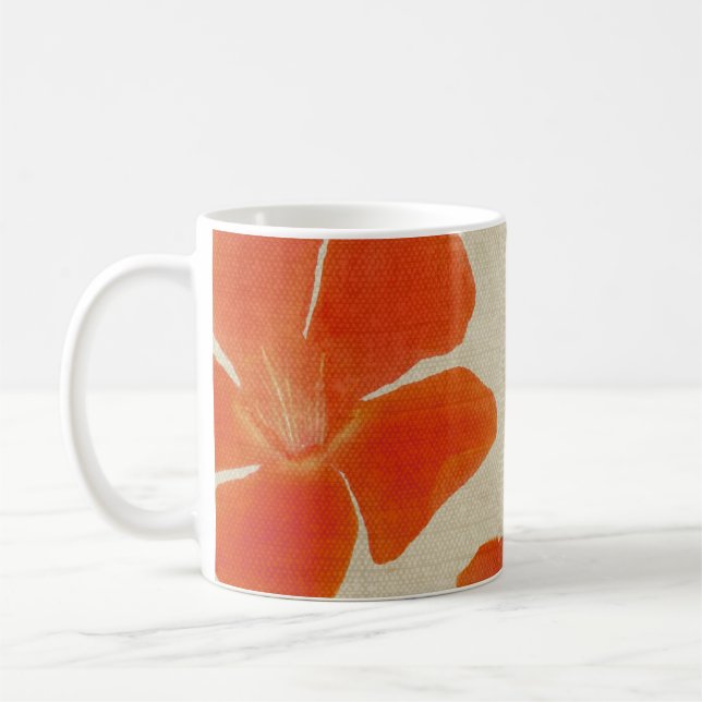 Orange blommatryckmugg kaffemugg (Vänster)