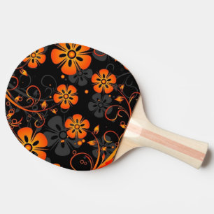 orange blommavektorkonst virvlar runt pingisracket