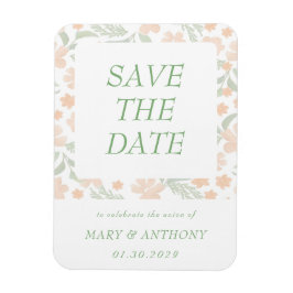 Orange Blommig Akvarell Spara Datum Magnet