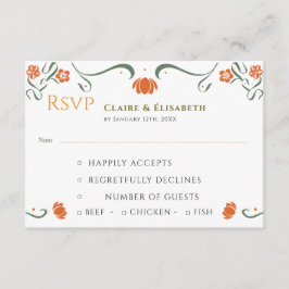 Orange Blommig Bröllops RSVP-kort Tilläggskort