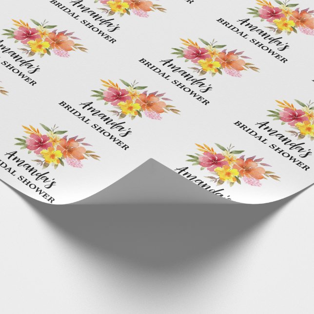  Orange Blommig Bröllopsdusch  Presentpapper (Hörn)