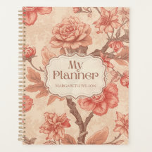 Orange Blommig Kalender Planerare Student Anteckni