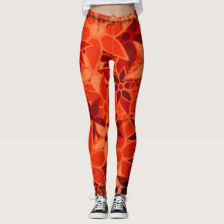 Orange Blommig Leggings