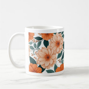 Orange Blommig Mugg