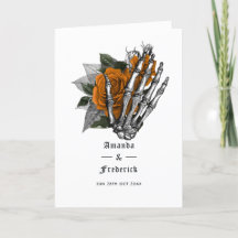 Orange Blommig Skelett Gotisk Bröllop