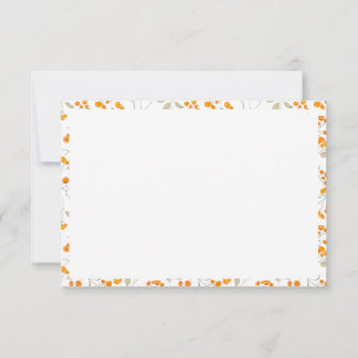 Orange blommigt botaniskt mönster tack kort