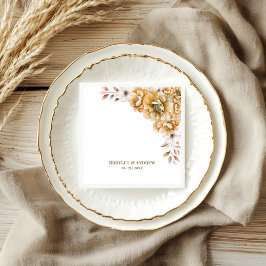 Orange Blommigt Bröllop Pappersservett