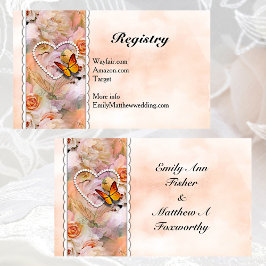 Orange Blommigt Butterfly Bröllop Gift Registry Tilläggskort
