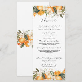 Orange Blommigt Citrus Flowers Menu Bröllop Meny