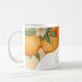 Orange Blommigt Citrus Modern Personal Business Kaffemugg