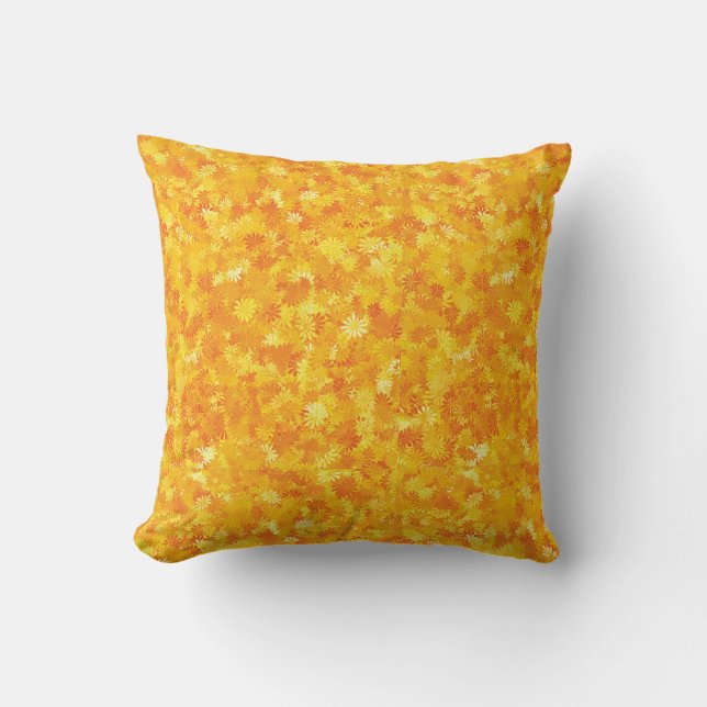 Orange blommigt dekorativ kudde (Framsida)