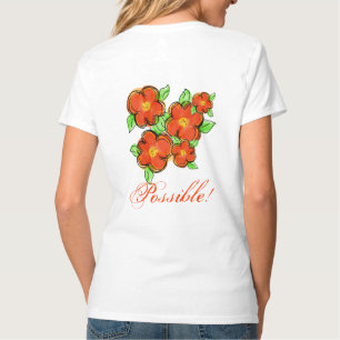 Orange Blommigt Designer T Shirt