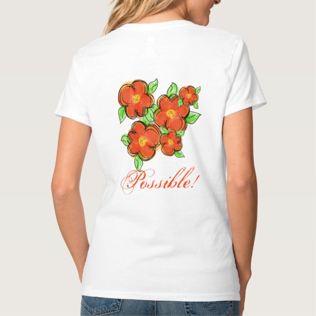 Orange Blommigt Designer T Shirt (Baksida)