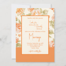 Orange Blommigt Formal bröllopsinbjudan