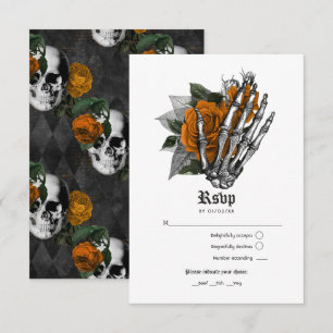 Orange Blommigt Gothic Bröllop OSA Kort